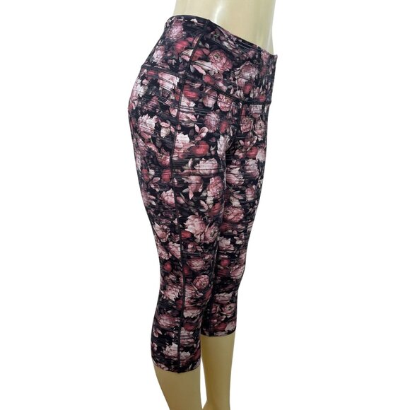 Lululemon Womens Floral Print High-Rise Crop Leggings Size 8 - Picture 2 of 6